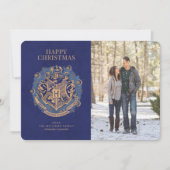 Invitation Joyeux Noël | Photo de la famille de crêtes HOGWAR (Devant)