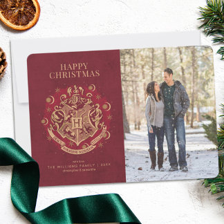 Invitation Joyeux Noël | Photo de la famille de crêtes HOGWAR