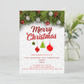 Invitation Joyeux Noël Pine Arbre Ornements Fête de Noël (Debout devant)