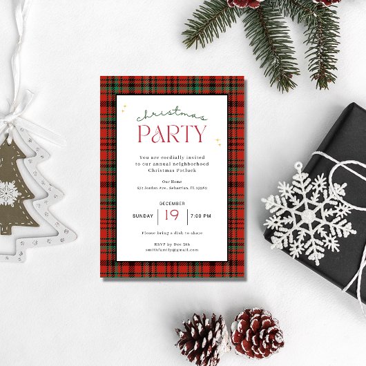 Invitation Joyeux Noël Plaid Fête