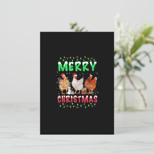 Invitation Joyeux Noël Poulet de Noël Feu de Noël Lumières No (Debout devant)