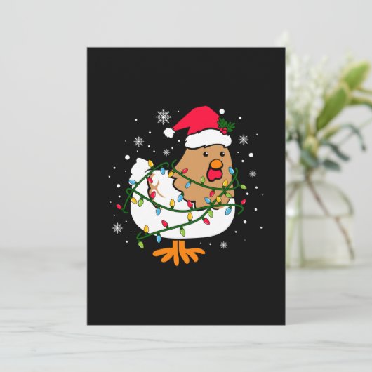 Invitation Joyeux Noël Poulet Lumière d'Arbre de Noël (Debout devant)