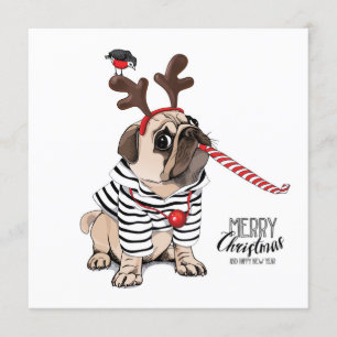 Invitation Joyeux Noël   Pug Renne