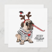 Invitation Joyeux Noël | Renne Pug (Devant / Derrière)