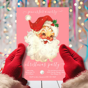 Invitation Joyeux Noël Retro Père Noël
