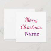 Invitation joyeux noël rose bleu nom simple vacances pas (Devant / Derrière)