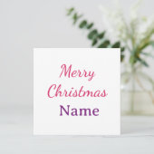 Invitation joyeux noël rose bleu nom simple vacances pas (Debout devant)