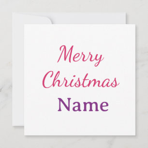 Invitation joyeux noël rose bleu nom simple vacances pas