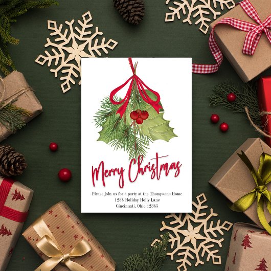 Invitation Joyeux Noël rouge et vert Modèle