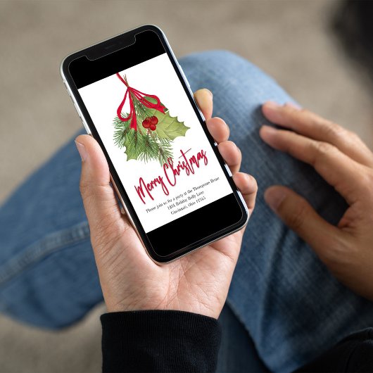 Invitation Joyeux Noël rouge et vert Modèle