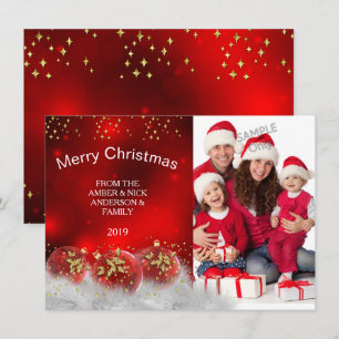 Invitation Joyeux Noël Rouge Or Baies de houx