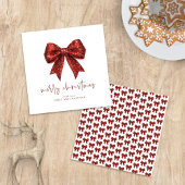 Invitation Joyeux Noël Rouge Parties scintillant Coquette Bow