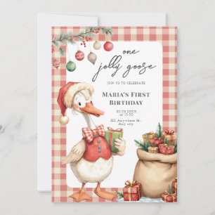 Invitation Joyeux Noël Rouge Silly Goose 1er anniversaire