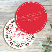 Invitation Joyeux Noël Rouge Vert Pinecone Cercle de couronne