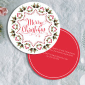 Invitation Joyeux Noël Rouge Vert Pinecone Cercle de couronne