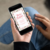 Invitation Joyeux Noël Rouge Vert Pinecone Parti QR Code