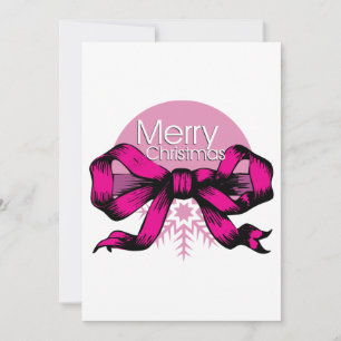 Invitation Joyeux Noël Ruban Rose