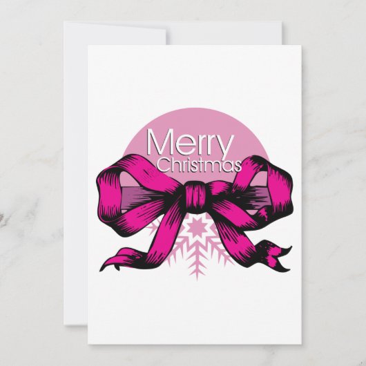 Invitation Joyeux Noël Ruban Rose (Devant)