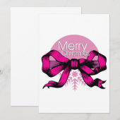Invitation Joyeux Noël Ruban Rose (Devant / Derrière)