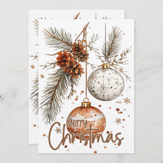 Invitation Joyeux Noël Rustique (Devant / Derrière)