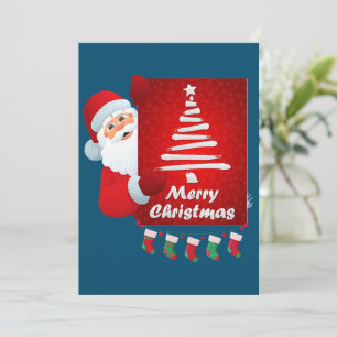 Invitation Joyeux Noël Santa Claus Arbre Stokings X mas
