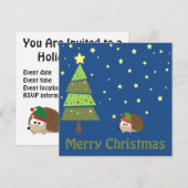 Invitation Joyeux Noël ! Scène Elf Hedgehog (Devant / Derrière)