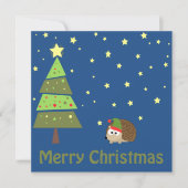 Invitation Joyeux Noël ! Scène Elf Hedgehog (Devant)