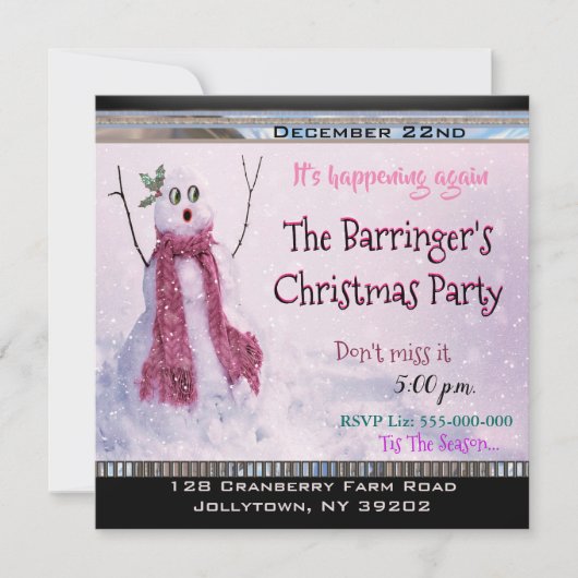 Invitation Joyeux Noël Snowgirly (Devant)