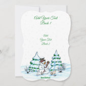 Invitation Joyeux Noël ! Snowman avec chat et chiot (Dos)