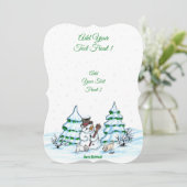 Invitation Joyeux Noël ! Snowman avec chat et chiot (Debout devant)