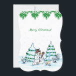 Invitation Joyeux Noël ! Snowman avec chat et chiot<br><div class="desc">Joyeux Noël ! Snowman avec chat et chiot - petit chien ~~~ dessin au crayon de couleur par Krisi ArtKSZP ~~~ Catégorie du magasin >>> Joyeux Noël pour enfants >>>> Snowman avec chat et chiot</div>