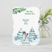 Invitation Joyeux Noël! Snowman avec chat et chiot Invita (Debout devant)