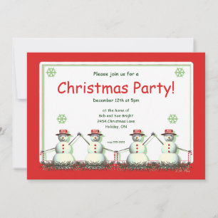 Invitation Joyeux Noël Snowman Line Party