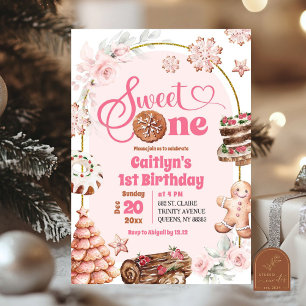 Invitation Joyeux Noël Sucré Premier Hiver Anniversaire