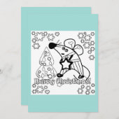 Invitation Joyeux Noël Symbole du Nouvel An Souris Caricature (Devant / Derrière)