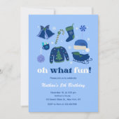 Invitation Joyeux Noël Thème Anniversaire Fête Bleu Noël (Devant)