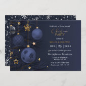 Invitation Joyeux Noël Traditionnel Bleu (Devant / Derrière)