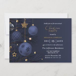 Invitation Joyeux Noël Traditionnel Bleu