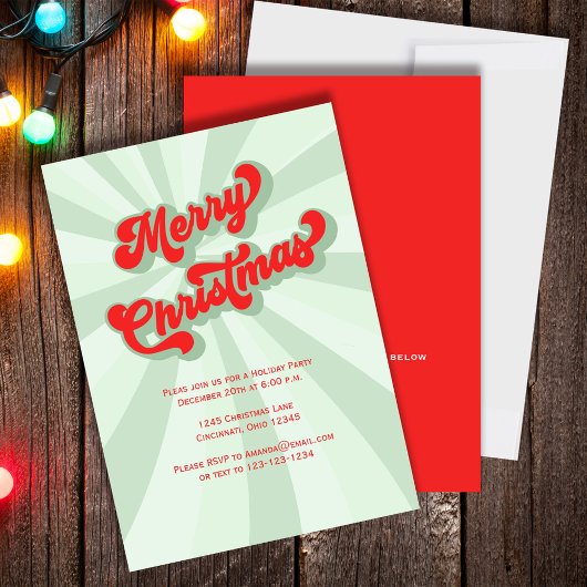 Invitation Joyeux Noël Typographie Rétro Verte Code QR