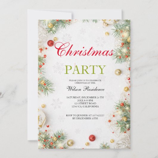Invitation Joyeux Noël | Typographie rouge (Devant)
