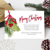 Invitation Joyeux Noël Vacances Rouge Calligraphie Script