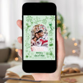 Invitation Joyeux Noël vert pailleté gribouillé à la main