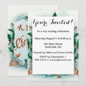 Invitation Joyeux Noël vintage Père Noël Joyeuse salutation (Devant / Derrière)