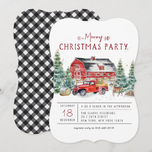 Invitation Joyeux Noël   Vintage Red Truck Holiday Party