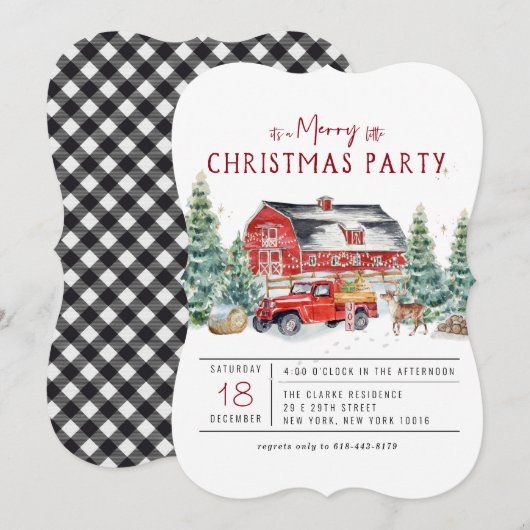 Invitation Joyeux Noël | Vintage Red Truck Holiday Party (Devant / Derrière)