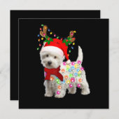 Invitation Joyeux Noël Xmas Westie Chien Renne Cosplay (Devant / Derrière)