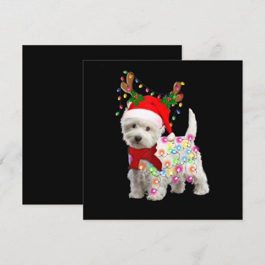 Invitation Joyeux Noël Xmas Westie Chien Renne Cosplay (Devant / Derrière)