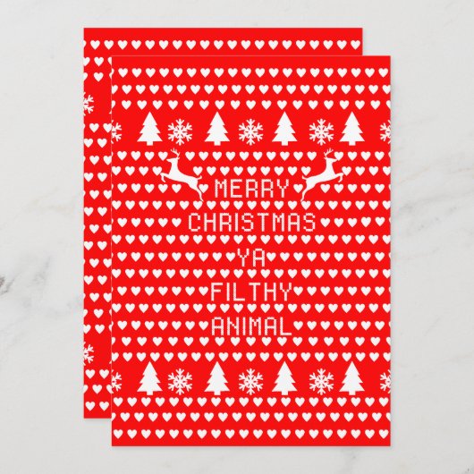 Invitation Joyeux Noël Ya Filthy Animal Geek Noël (Devant / Derrière)