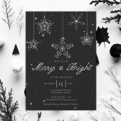 Invitation Joyeux noir brillant Parties scintillant blanche É