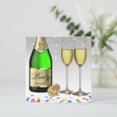 Invitation Joyeux Nouvel An 2025 Bouteille Sparkling Vin (Debout devant)